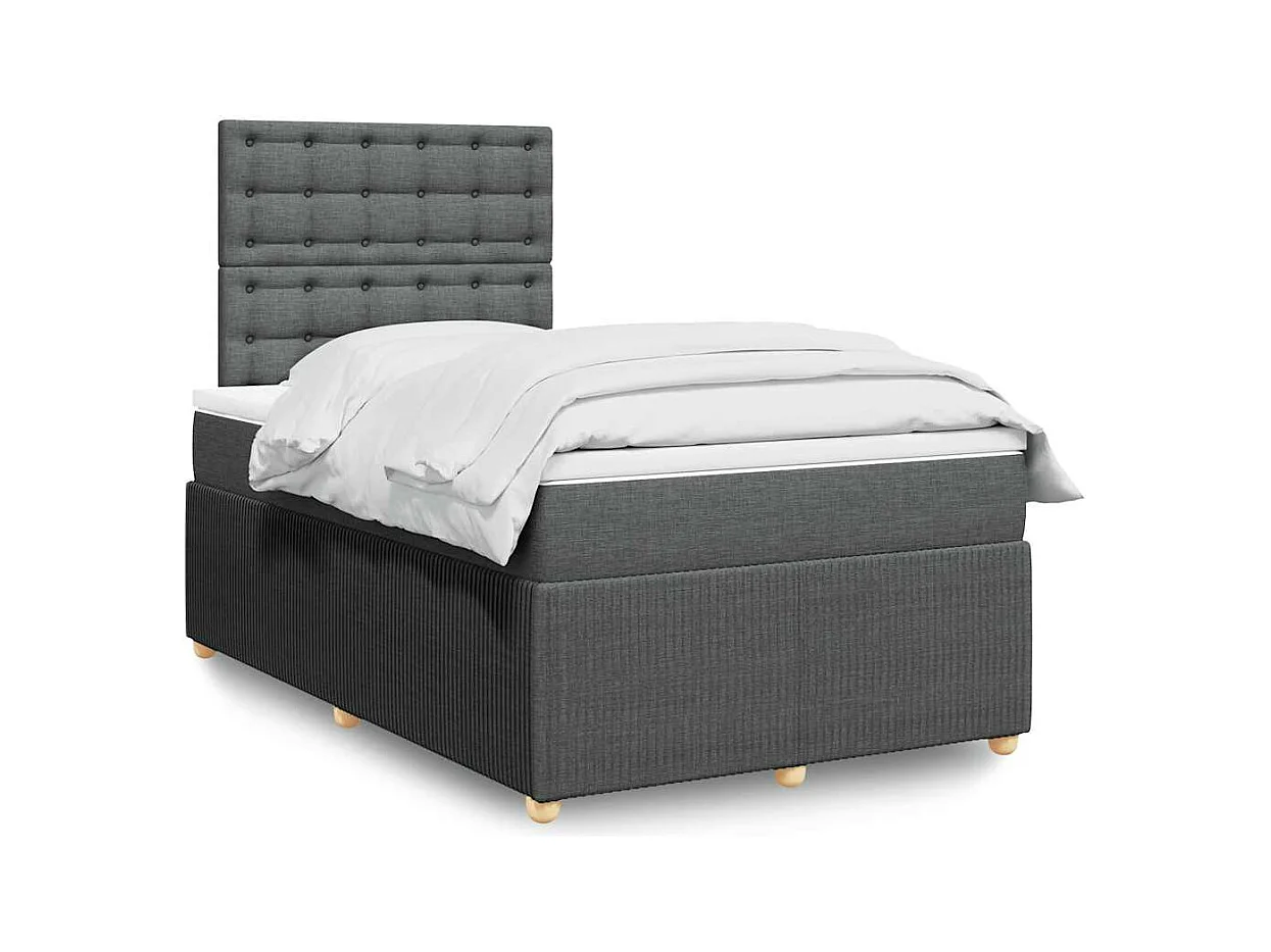 Cama boxspring com colchão 120x190 cm tecido cinzento-escuro