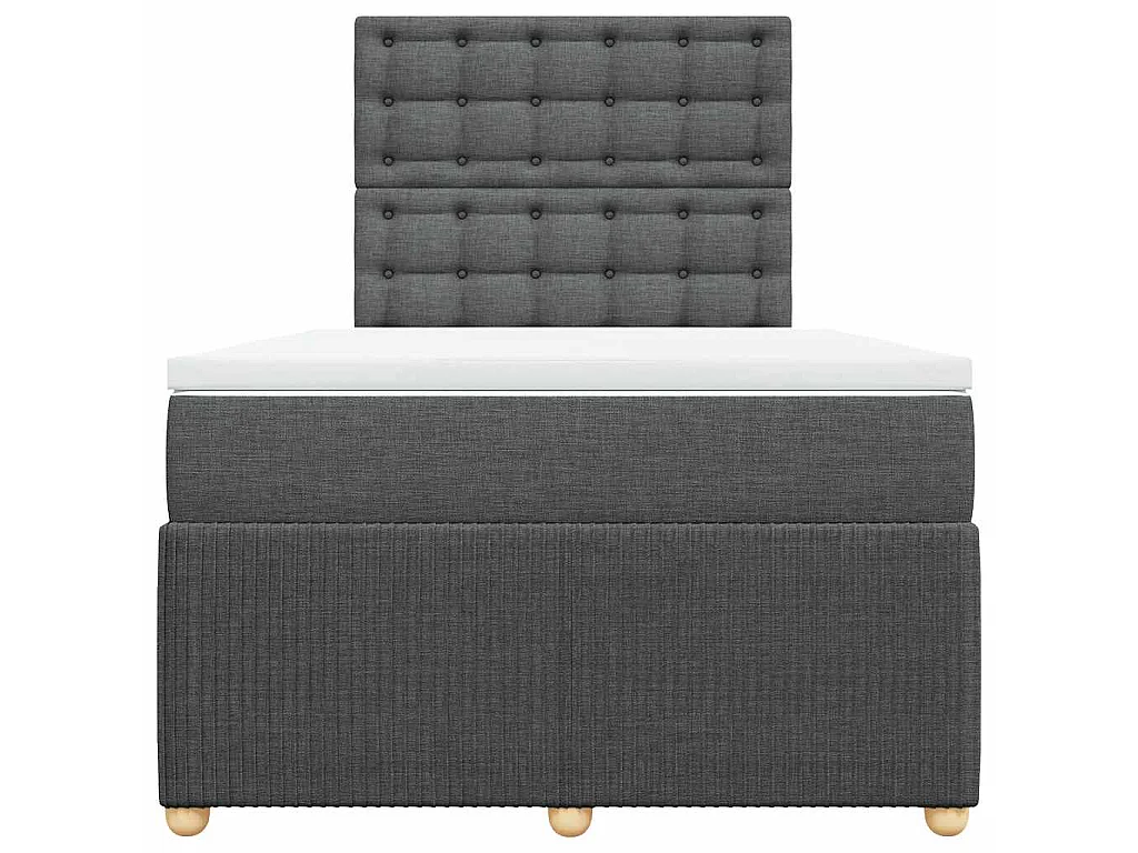 Cama box spring con colchón tela gris oscuro 120x190 cm