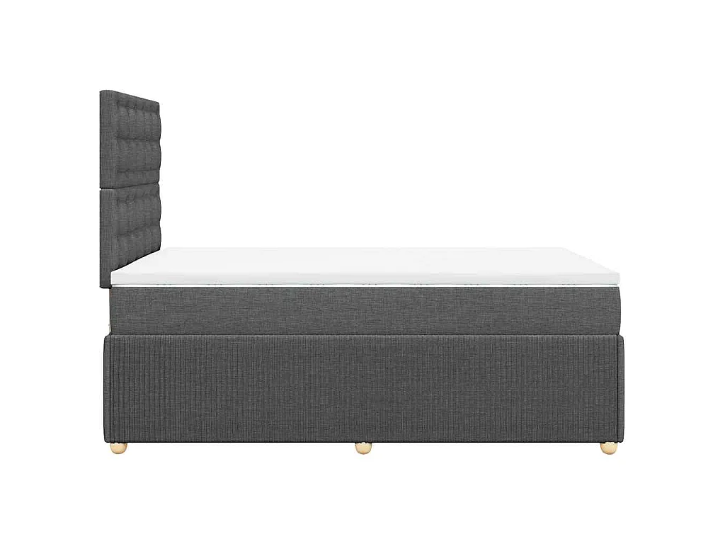Cama box spring con colchón tela gris oscuro 120x190 cm