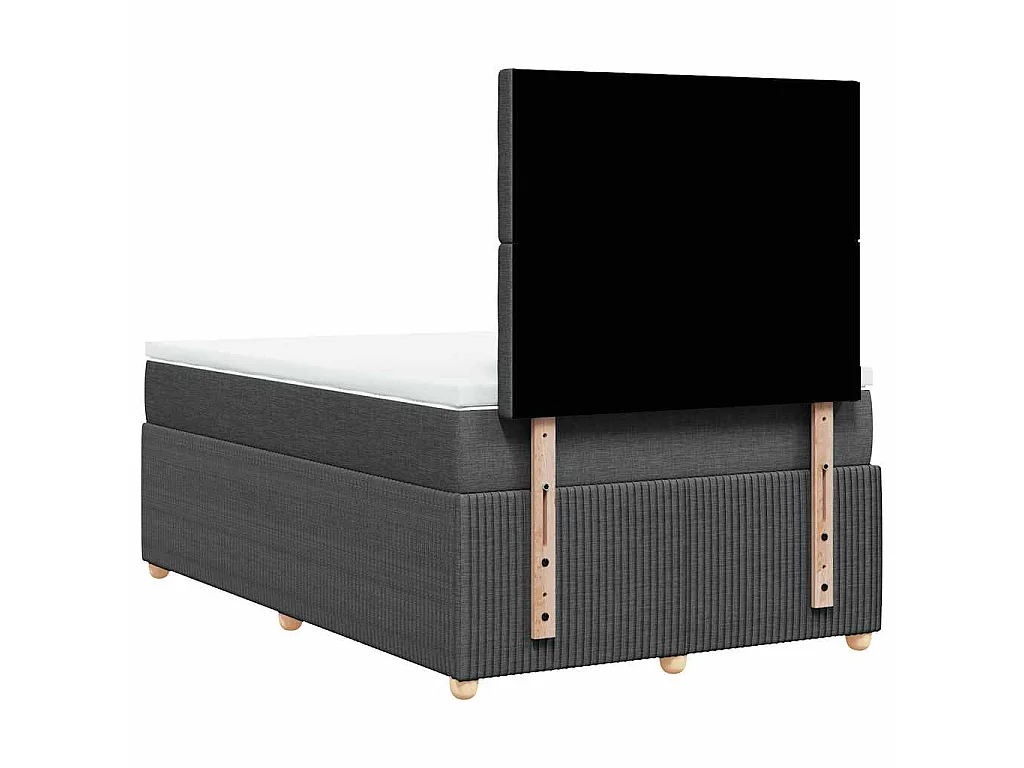 Cama box spring con colchón tela gris oscuro 120x190 cm