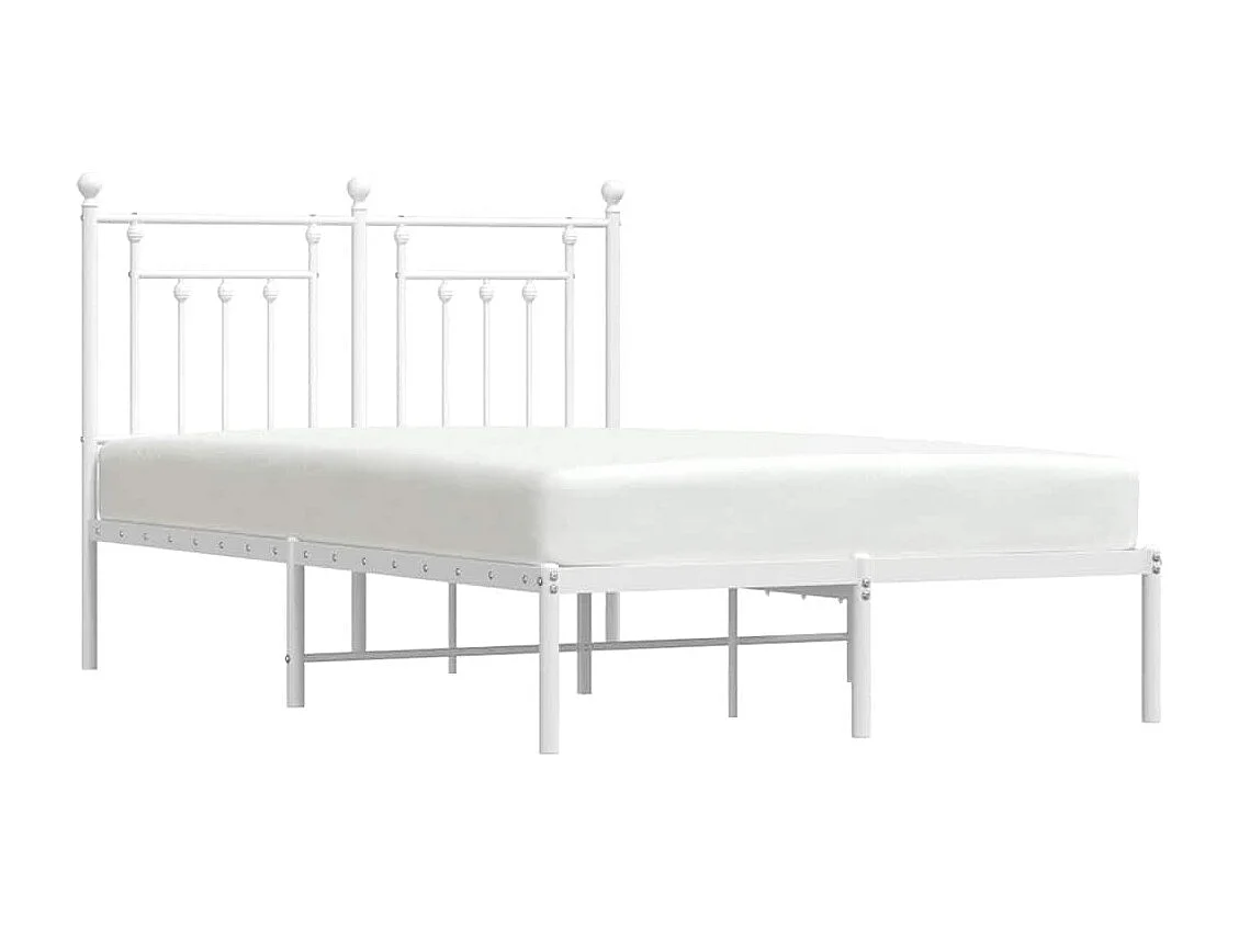 Bedframe met hoofdbord metaal wit 120x190 cm