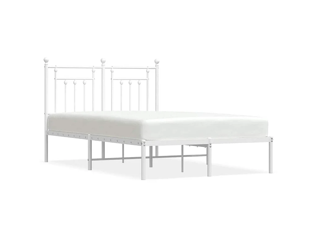 Giroletto con Testiera Metallo Bianco 120x190 cm