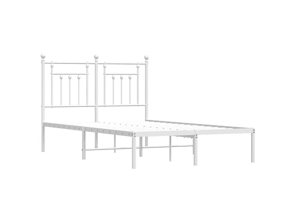 Cadre de lit métal sans matelas et tête de lit blanc 120x190 cm