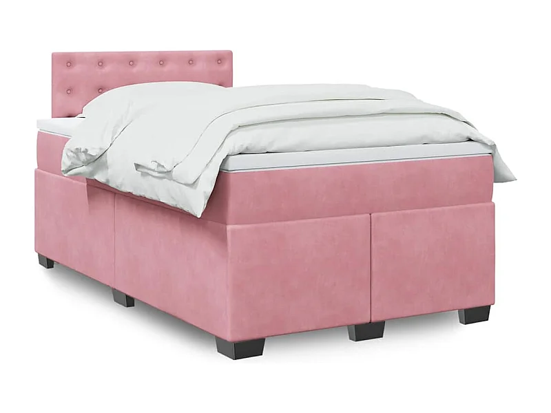 Boxspring met matras fluweel roze 120x190 cm