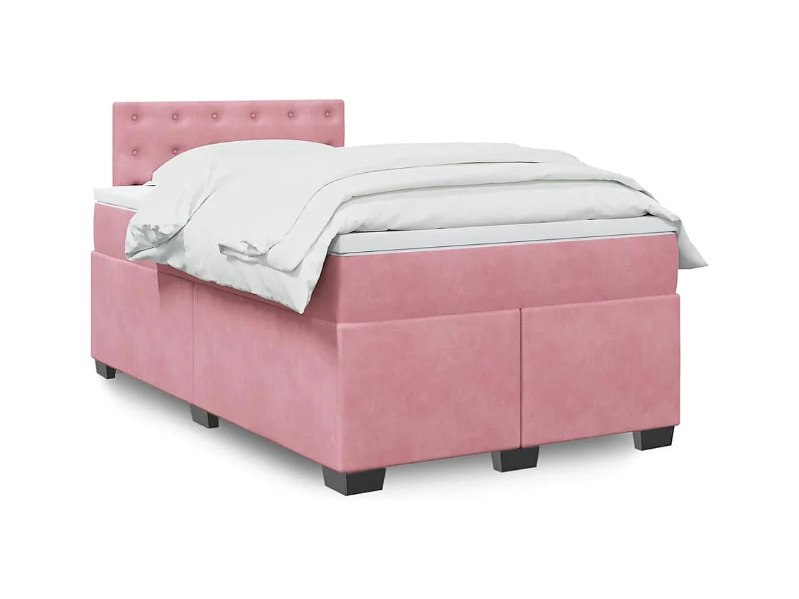 Sommier à lattes de lit avec matelas rose 120x190 cm velours