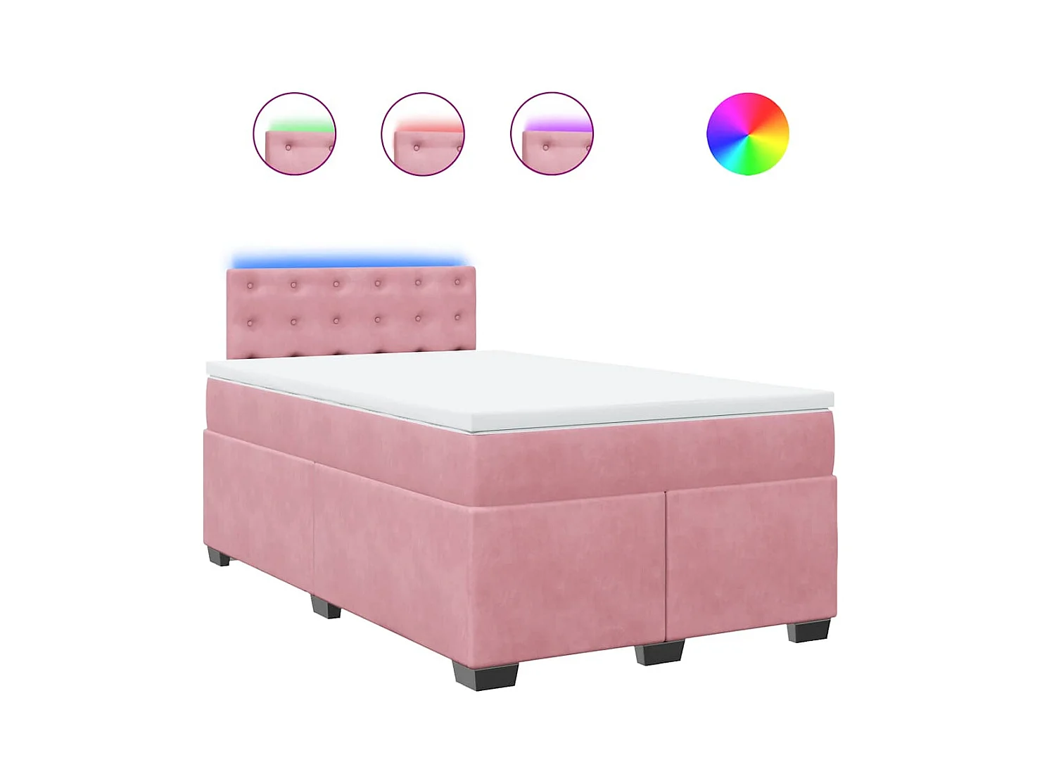 Sommier à lattes de lit avec matelas rose 120x190 cm velours