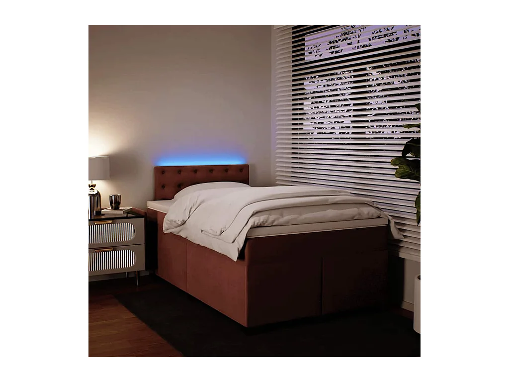 Sommier à lattes de lit avec matelas rose 120x190 cm velours