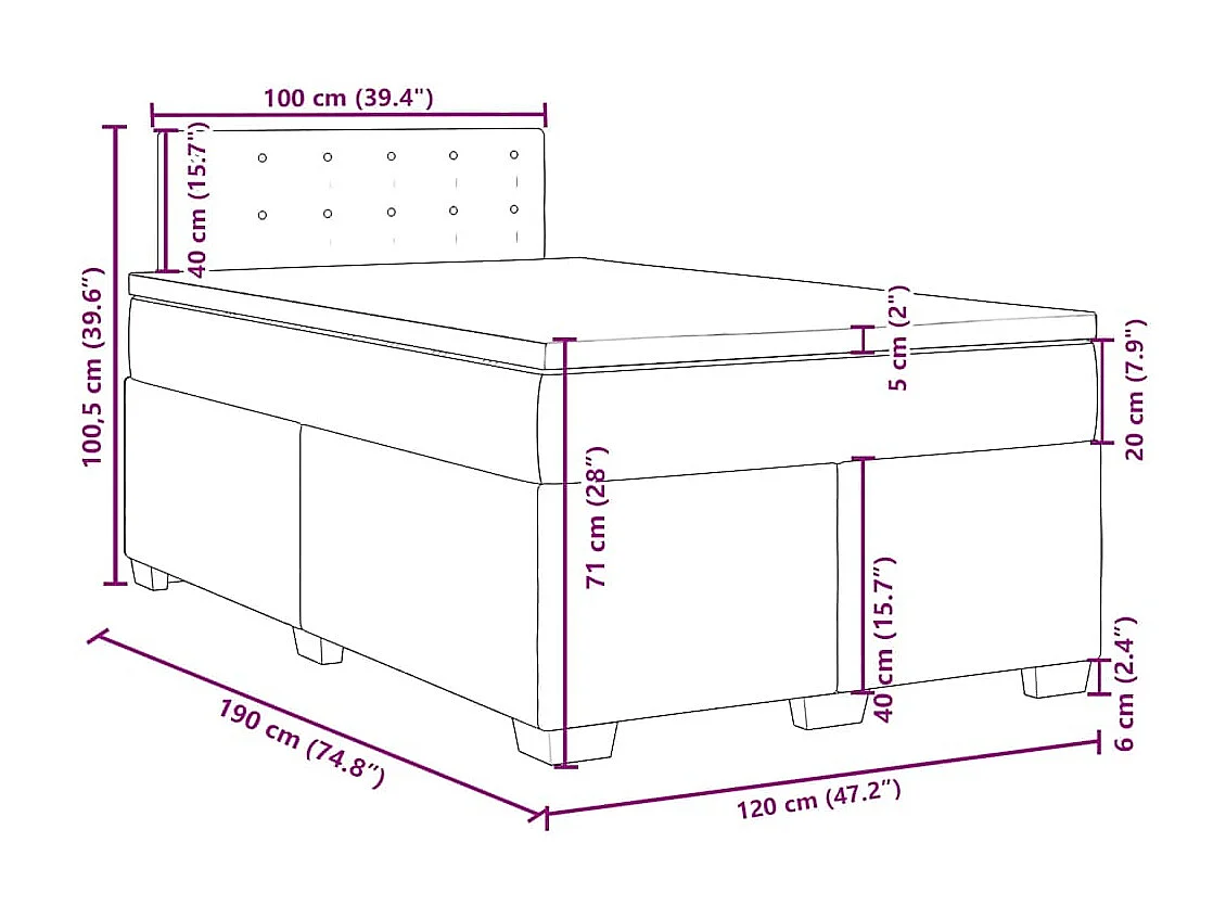 Boxspringbett mit Matratze Rosa 120x190 cm Samt