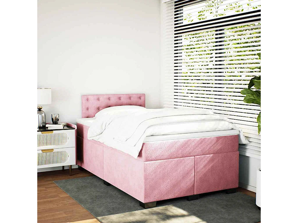 Boxspringbett mit Matratze Rosa 120x190 cm Samt