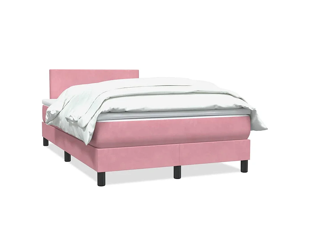 Boxspring met matras fluweel roze 120x220 cm
