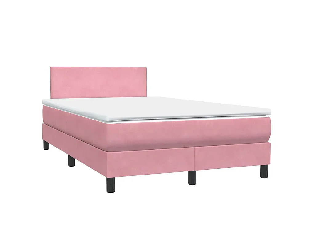 Boxspring met matras fluweel roze 120x220 cm