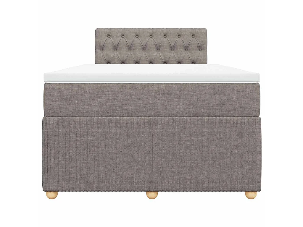 Cama box spring con colchón tela gris taupe 120x200 cm