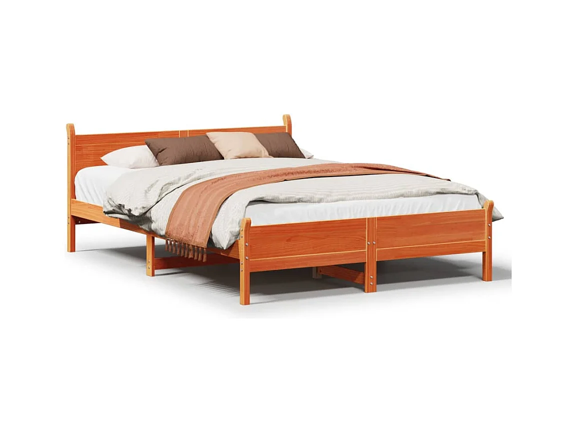 Letto senza Materasso Marrone Cera 120x190 cm in Legno di Pino