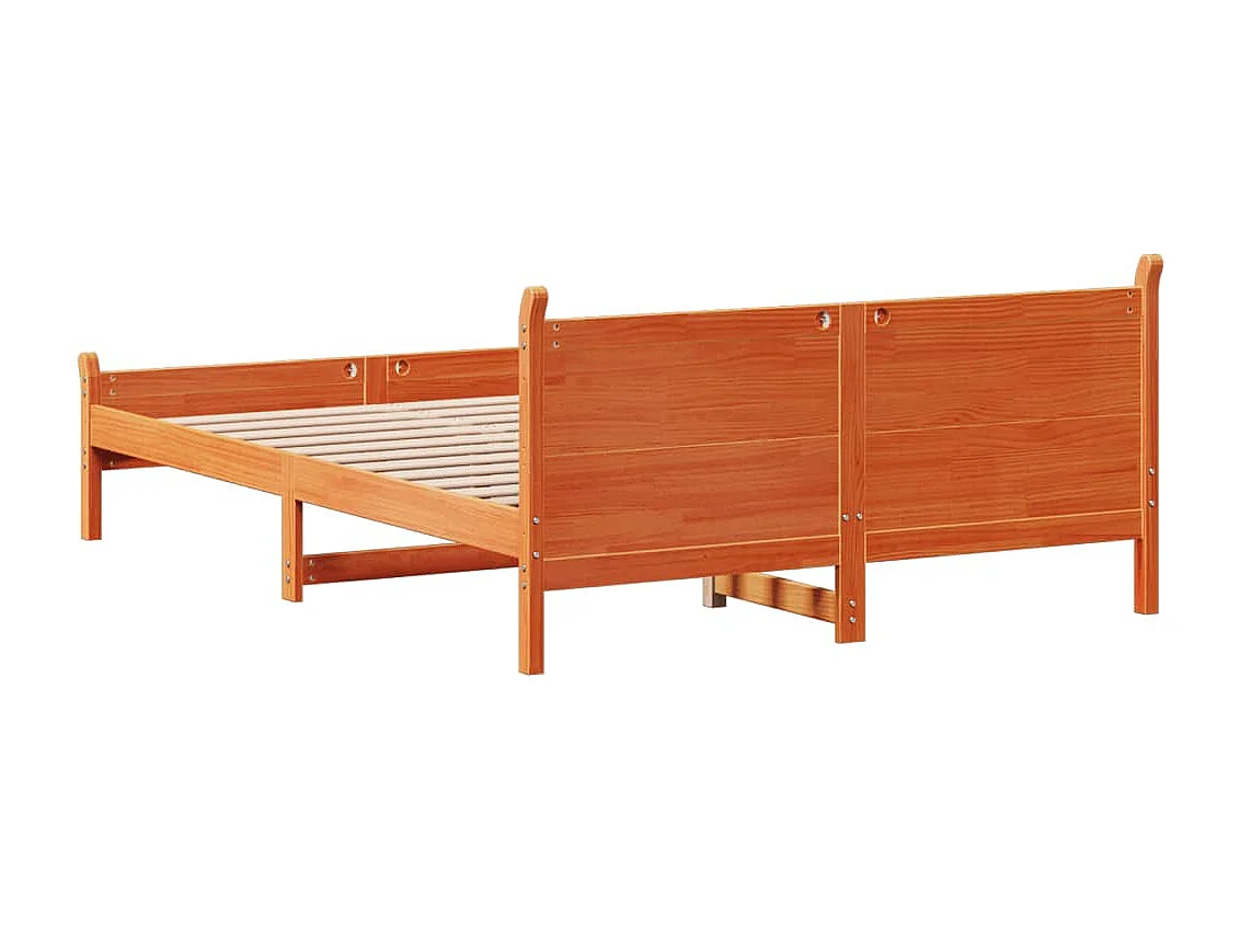 Cadre de lit sans matelas cire marron 120x190cm bois pin massif