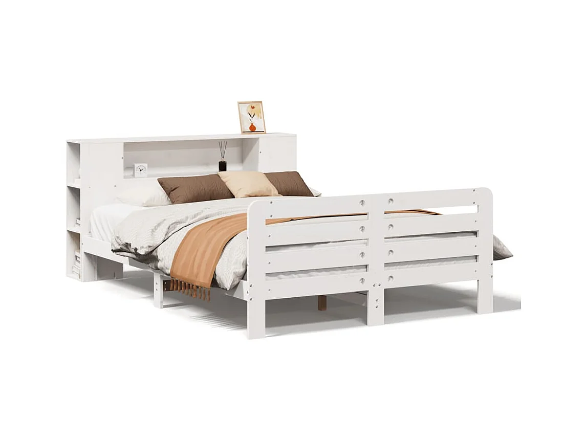 Cadre de lit sans matelas blanc 120x190 cm bois de pin massif