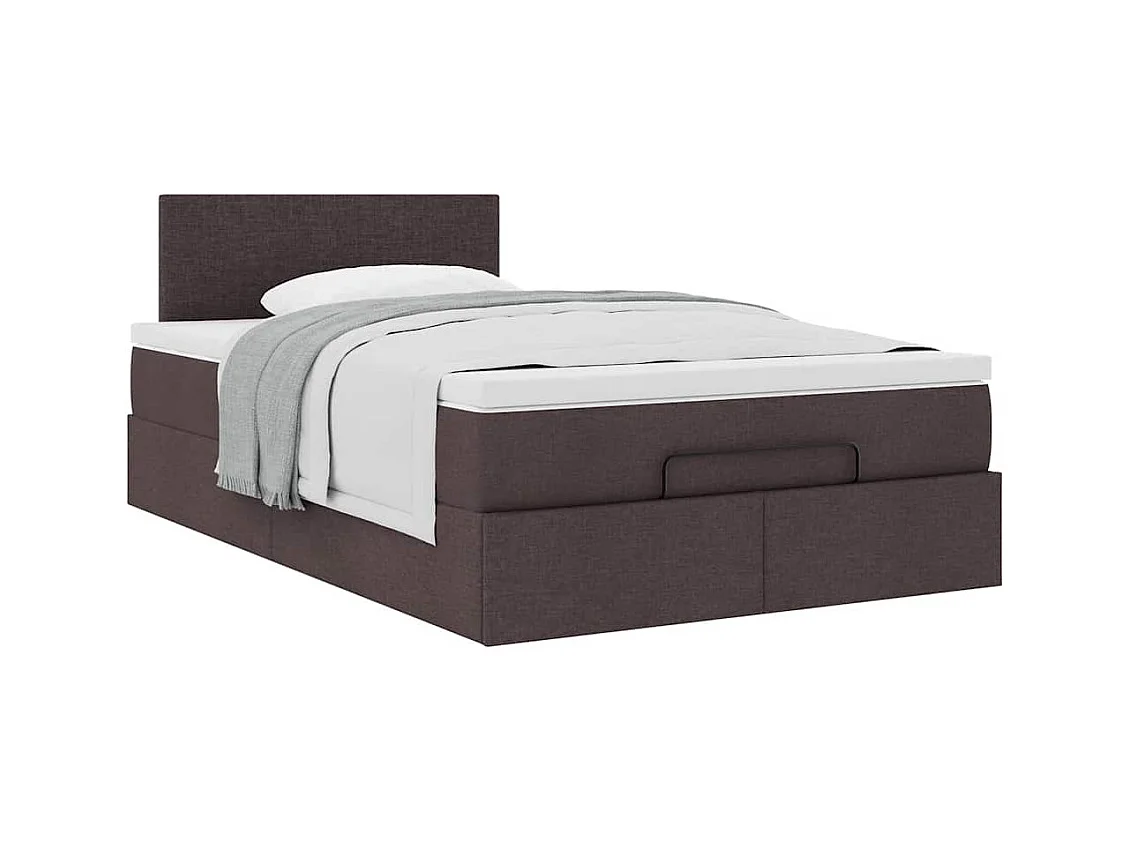 Cadre de lit ottoman avec matelas marron foncé 120x190 cm tissu