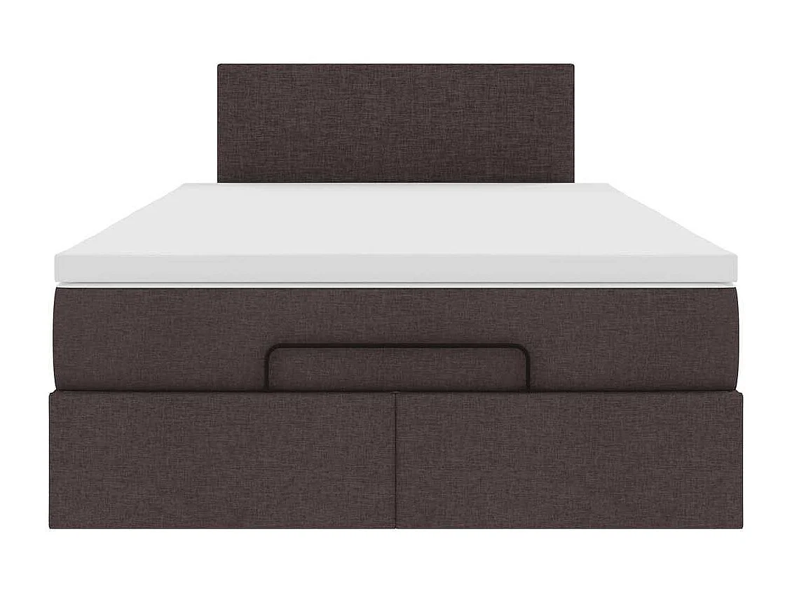 Cadre de lit ottoman avec matelas marron foncé 120x190 cm tissu