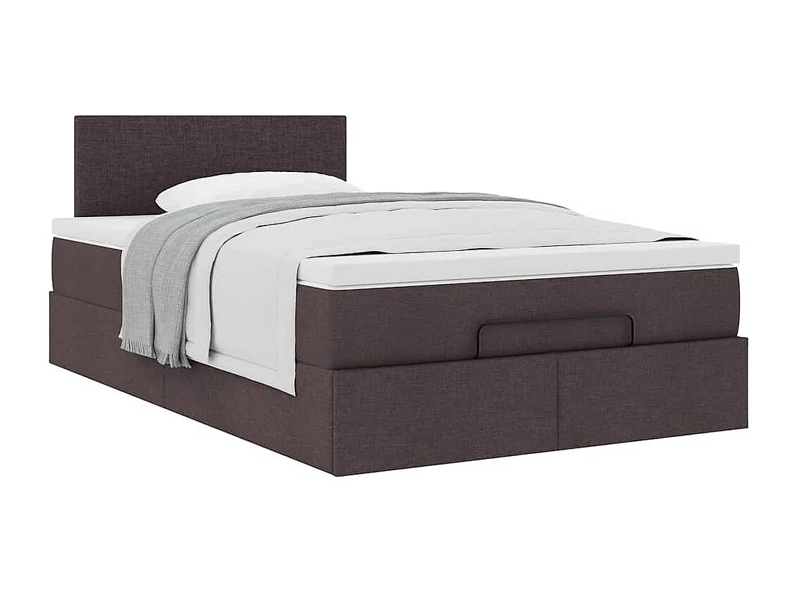 Estructura de cama otomana colchón tela marrón oscuro 120x190cm