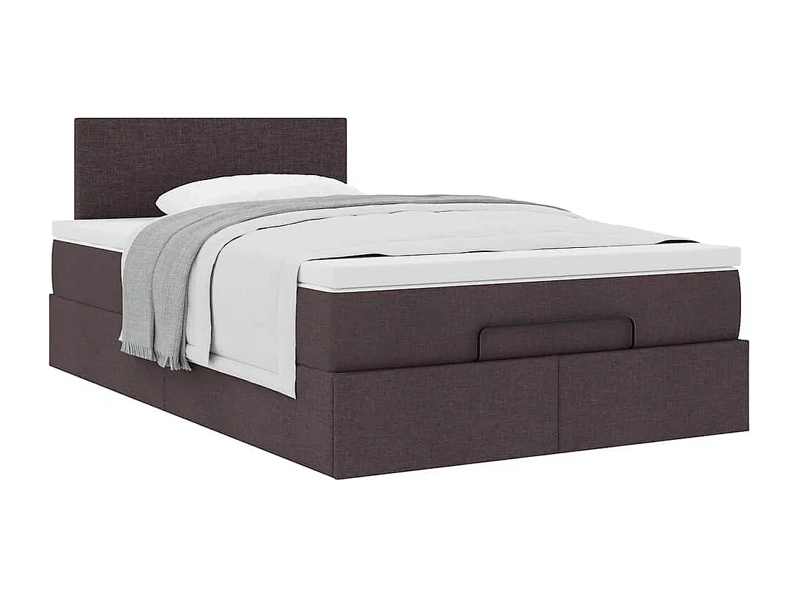 Estructura de cama otomana colchón tela marrón oscuro 120x190cm