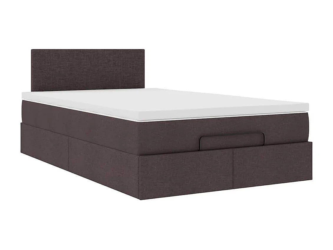Estructura de cama otomana colchón tela marrón oscuro 120x190cm