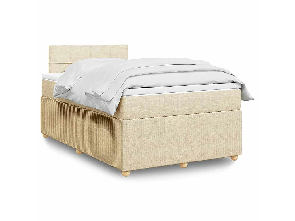 Cama boxspring com colchão 120x190 cm tecido cor creme