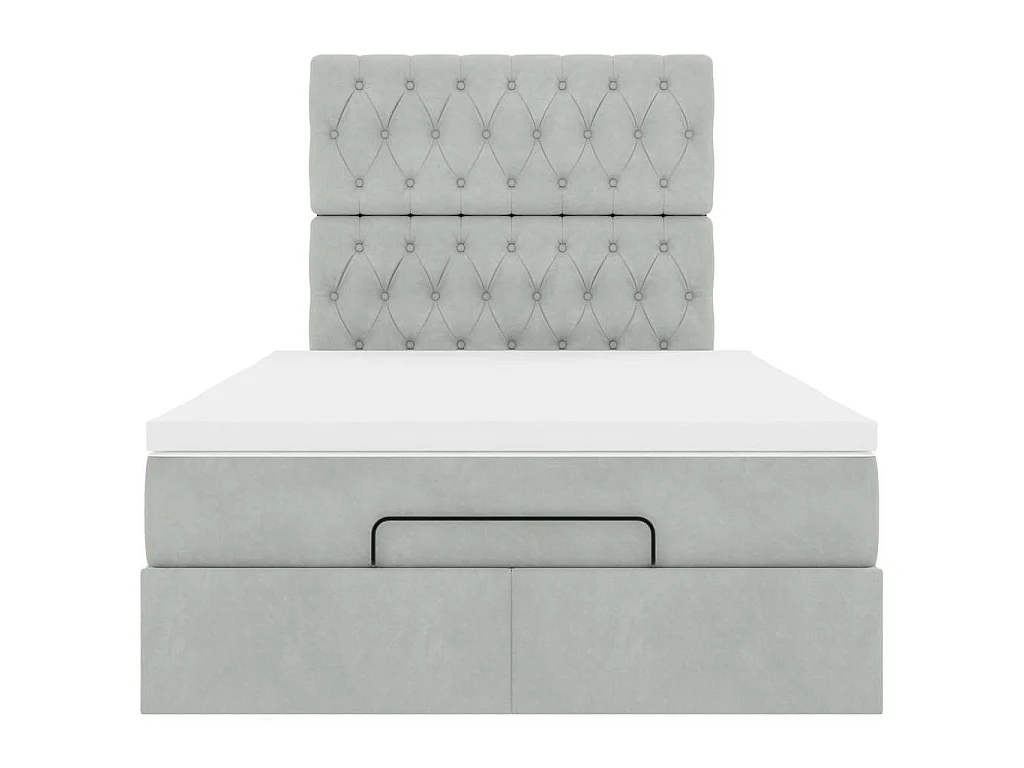 Ottoman-Bett mit Matratzen & LEDs Hellgrau 120x200 cm Samt
