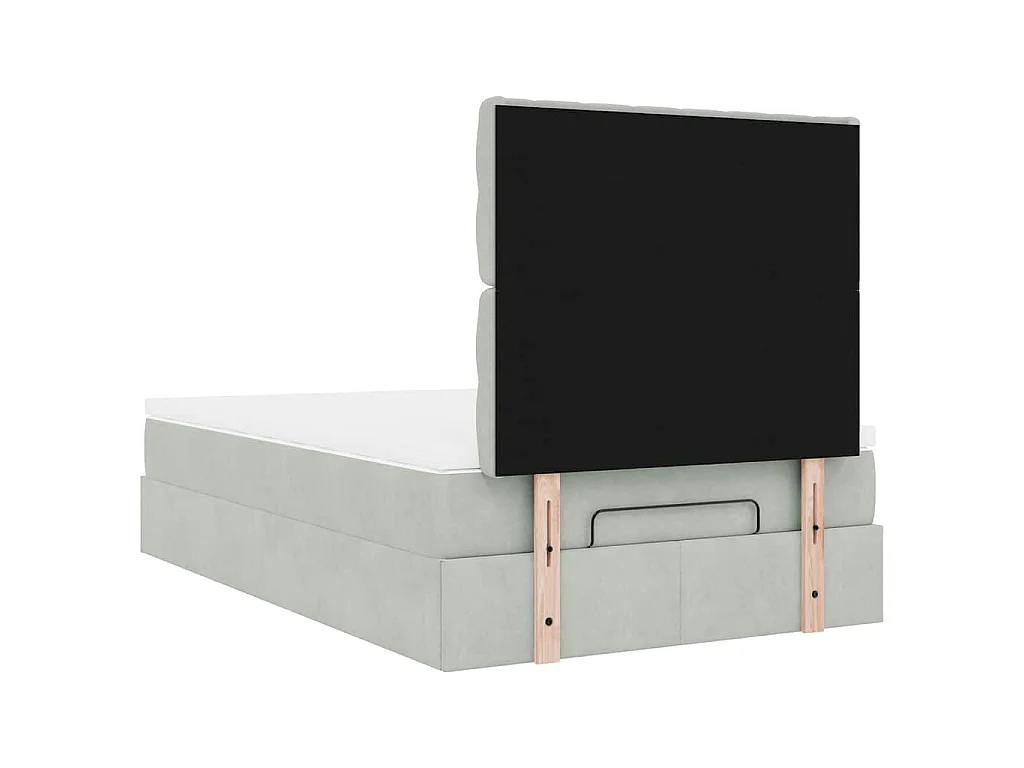 Ottoman-Bett mit Matratzen & LEDs Hellgrau 120x200 cm Samt