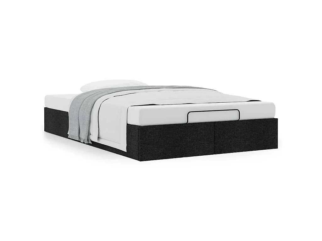 Struttura Letto Pouf senza Materasso Nero 120x200 cm in Tessuto
