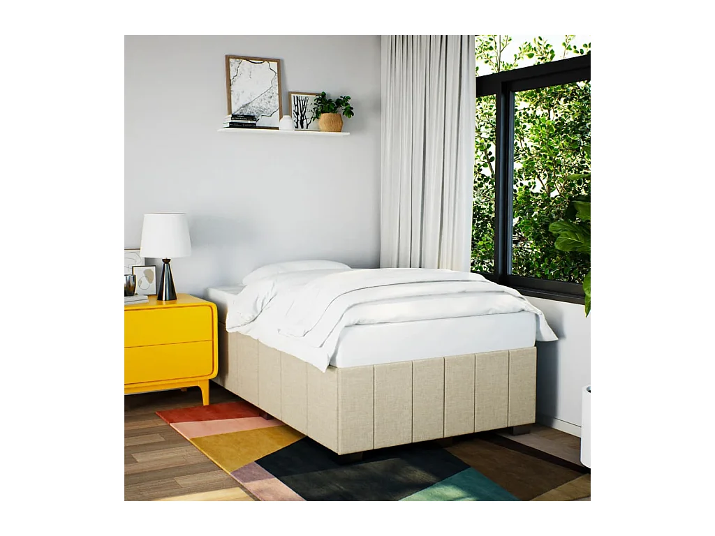 Cadre de lit sans matelas crème 120x200 cm tissu