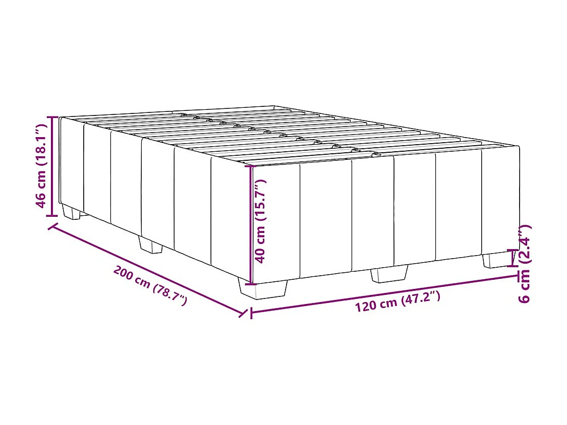 Cadre de lit sans matelas crème 120x200 cm tissu
