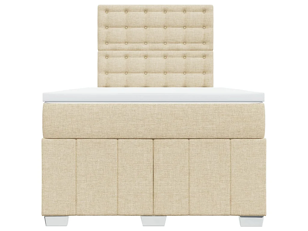 Sommier à lattes de lit avec matelas crème 120x190 cm tissu