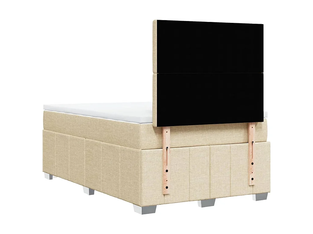 Sommier à lattes de lit avec matelas crème 120x190 cm tissu