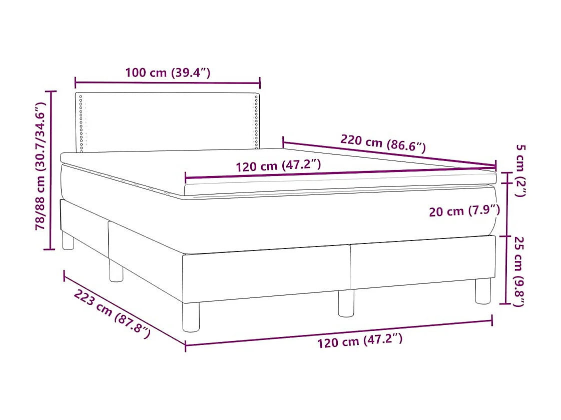 Boxspringbett mit Matratze Rosa 120x220 cm Samt