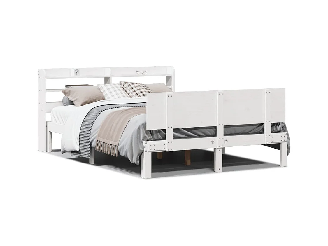 Cadre de lit avec tête de lit sans matelas blanc 120x190 cm