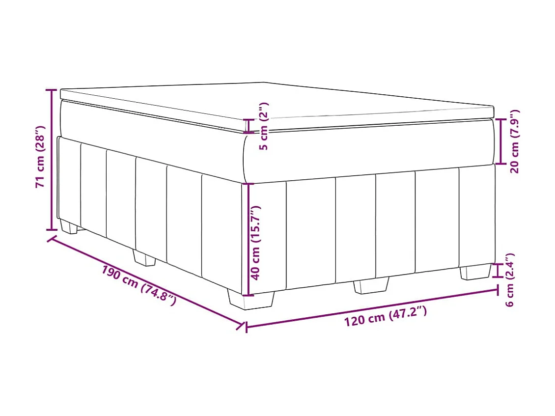 Cama boxspring com colchão 120x190 cm tecido azul