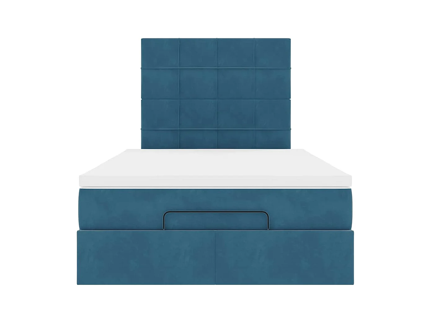 Cadre de lit ottoman avec matelas bleu foncé 120x190 cm velours