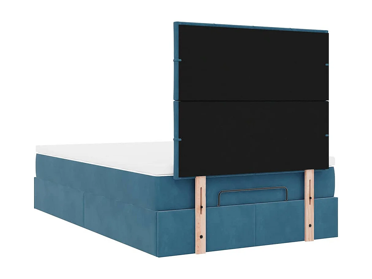 Cadre de lit ottoman avec matelas bleu foncé 120x190 cm velours