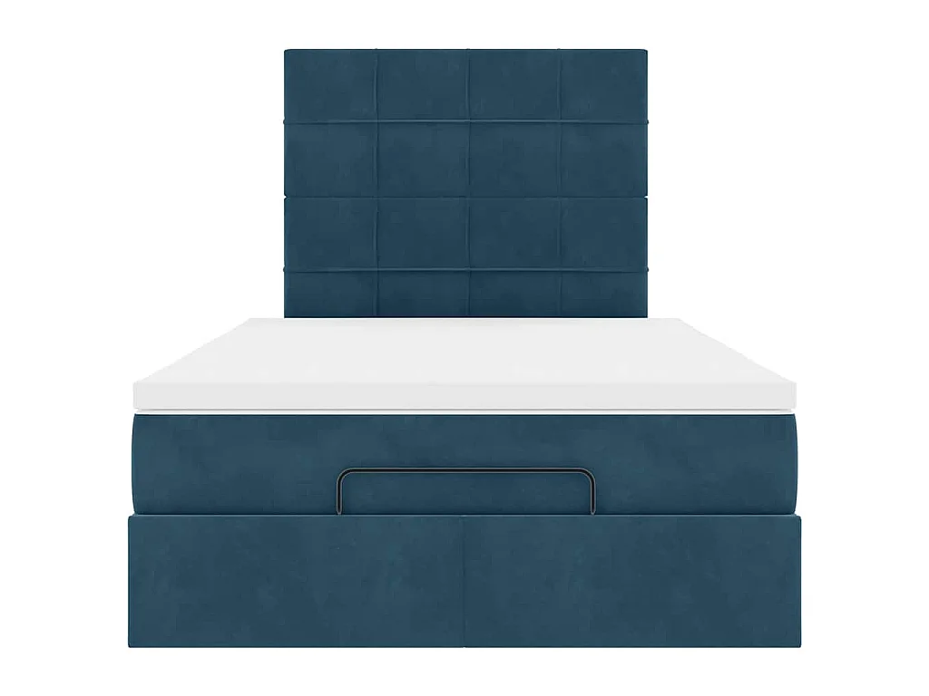Ottoman-Bett mit Matratzen & LEDs Dunkelblau 120x190 cm Samt