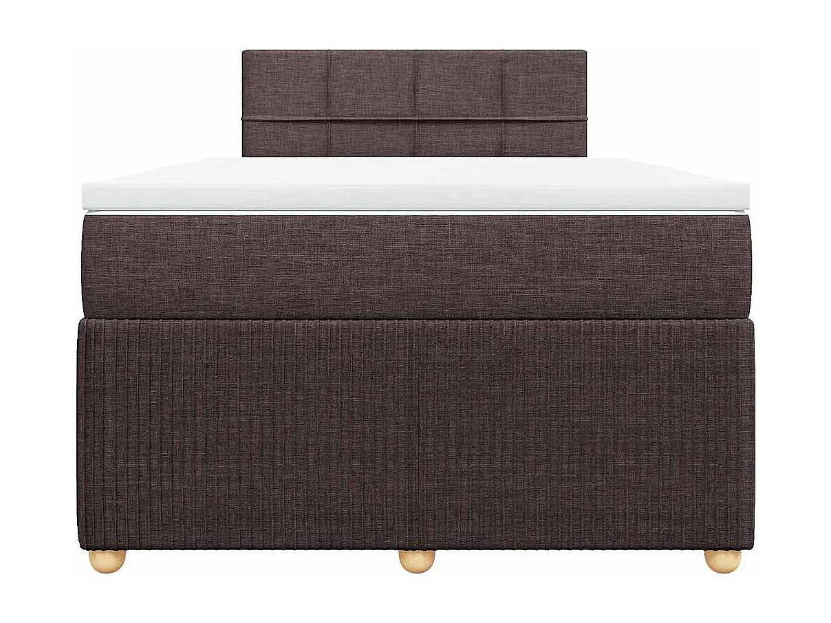 Cama box spring con colchón tela marrón oscuro 120x190 cm