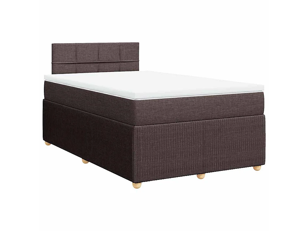 Cama box spring con colchón tela marrón oscuro 120x190 cm