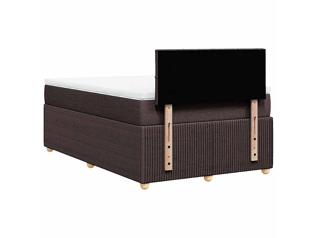 Cama box spring con colchón tela marrón oscuro 120x190 cm