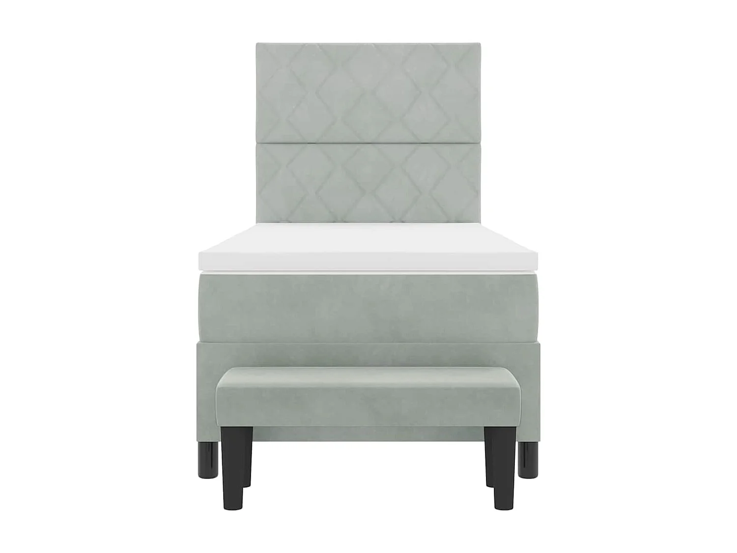 Lit à ressorts avec matelas Gris clair 100 x 200 cm Velours