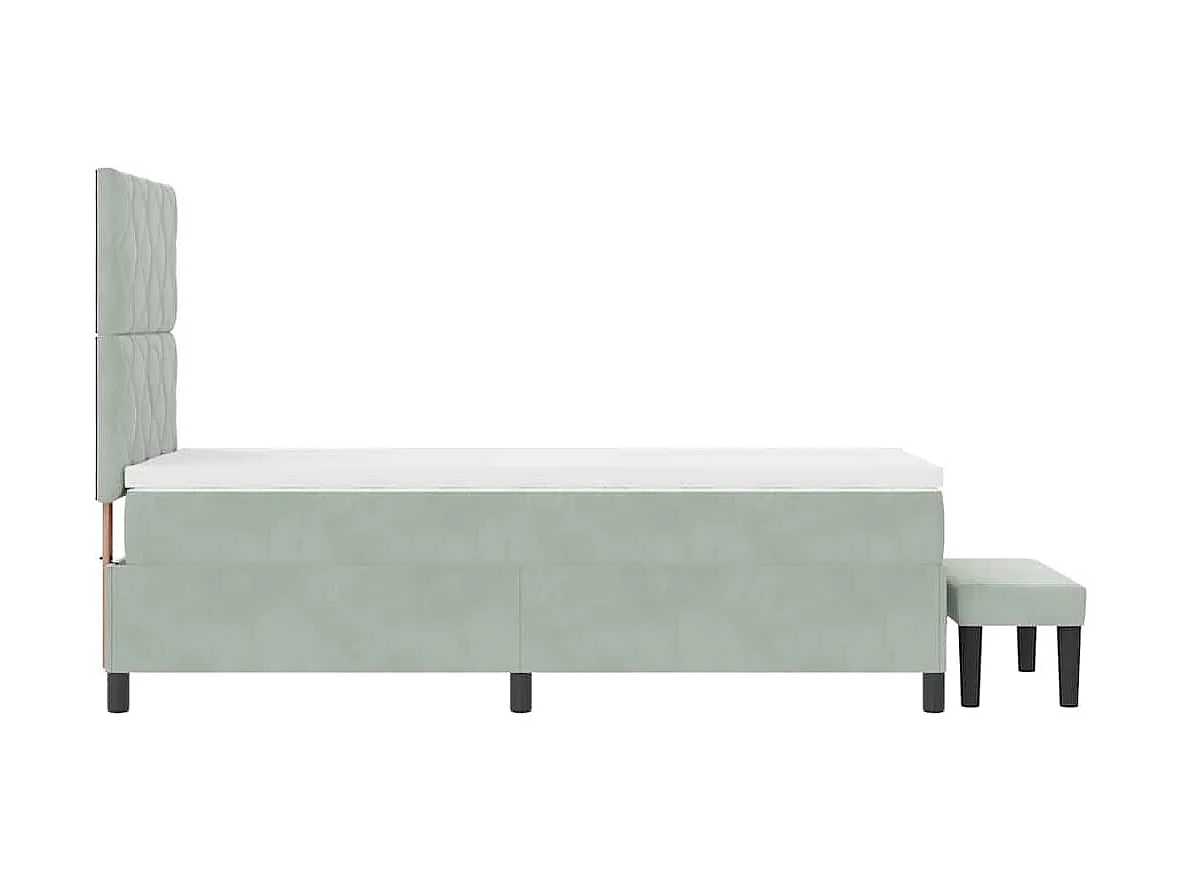 Letto a molle con materasso Grigio chiaro 100 x 200 cm Velluto