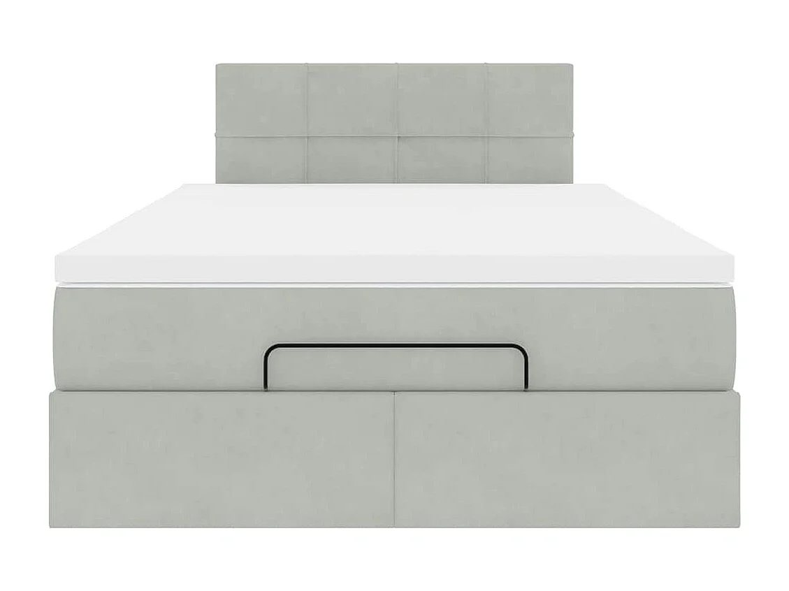 Estructura cama otomana colchón terciopelo gris claro 120x200cm
