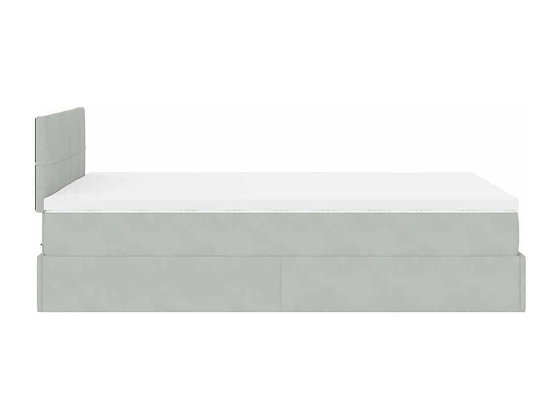 Estructura cama otomana colchón terciopelo gris claro 120x200cm