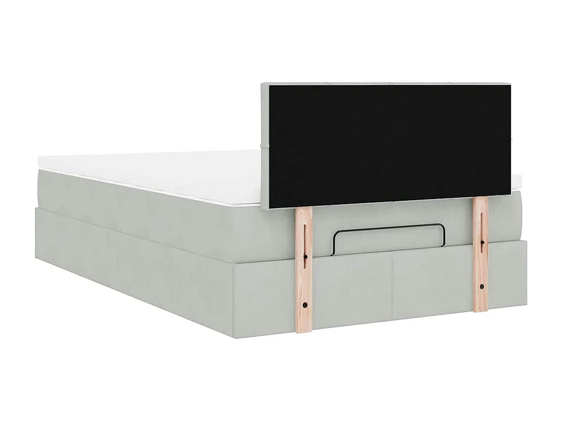 Estructura cama otomana colchón terciopelo gris claro 120x200cm