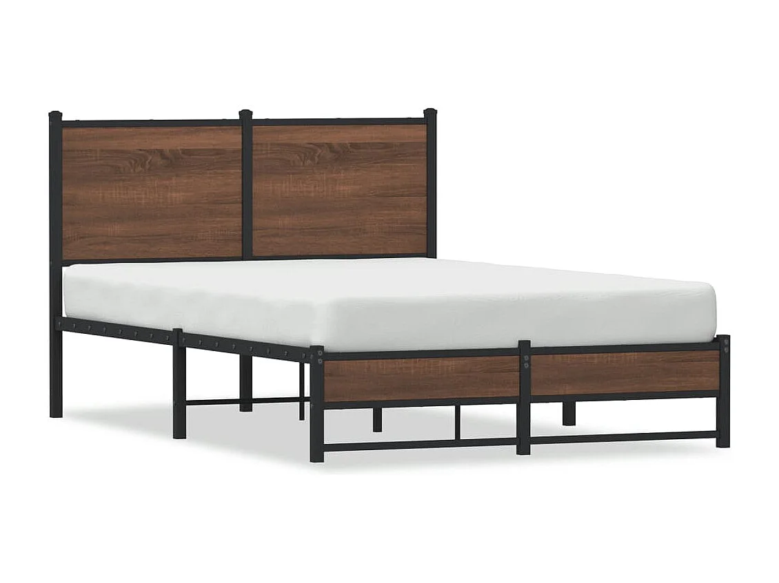 Cadre de lit en métal sans matelas chêne marron 120x190 cm