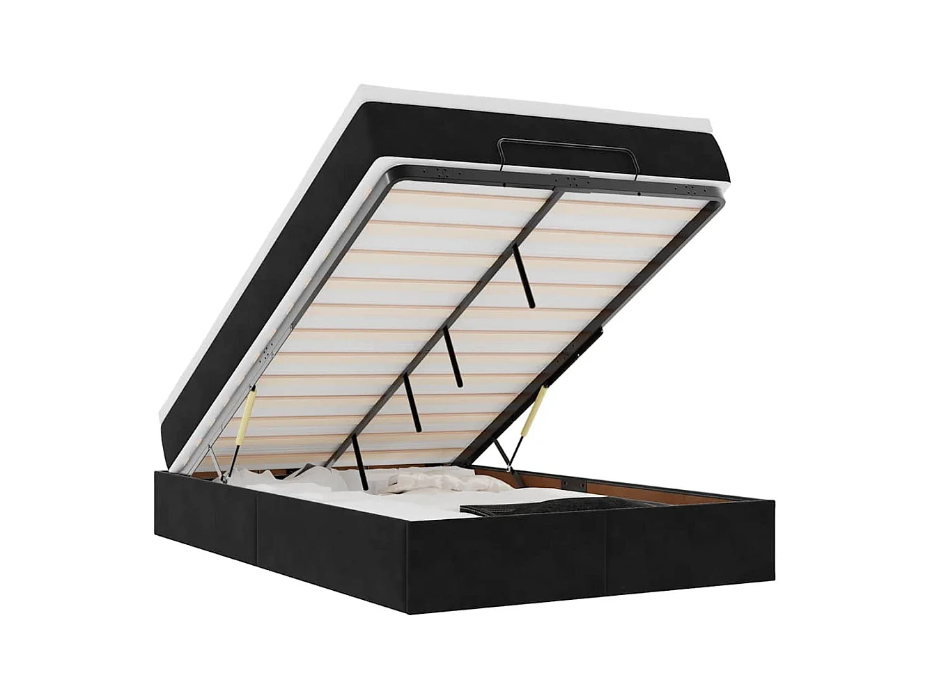 Cama otomana con colchón 120x190 cm terciopelo negro