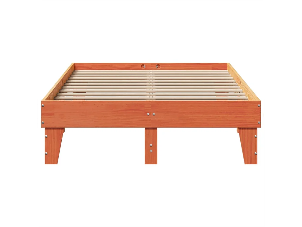 Bedframe zonder matras massief grenenhout wasbruin 120x190 cm