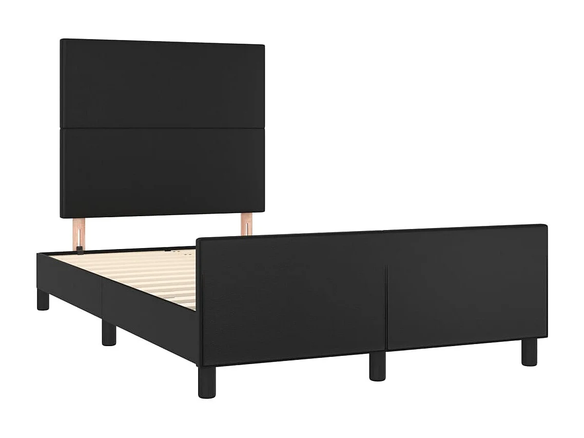 Bettgestell mit Kopfteil Schwarz 120x200 cm Kunstleder